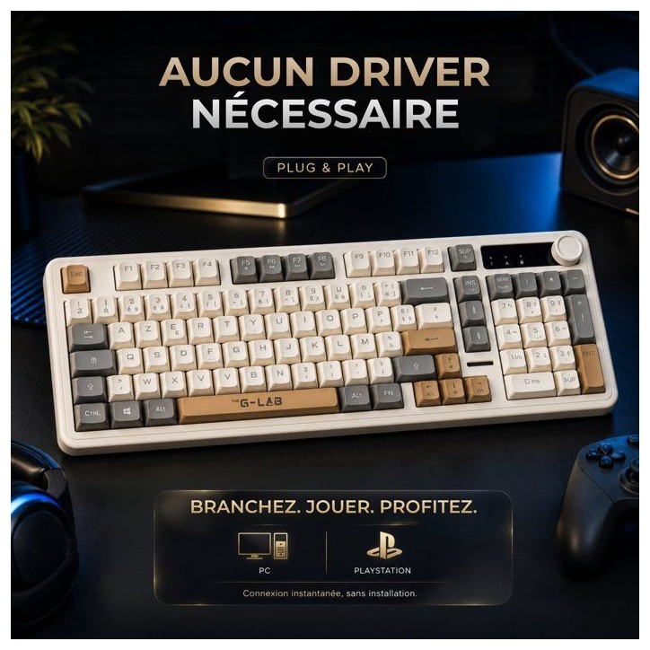 Clavier gamer membrane - Touches silencieuses - THE G-LAB - KEYZ CAESIUM EX - 100% - Filaire - Rétroéclairage Rainbow