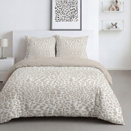 Parure de Lit - 260 x 240 cm - Coton Imprimé Léopard Beige - TODAY S
