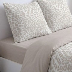 Parure de Lit - 260 x 240 cm - Coton Imprimé Léopard Beige - TODAY SUNSHINE