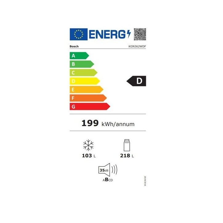 Bosch Réfrigérateur combiné 60cm 321cm nofrost - KGN362WDF Bosch Réfrigérateur combiné 60cm 321cm nofrost - KGN362WDF