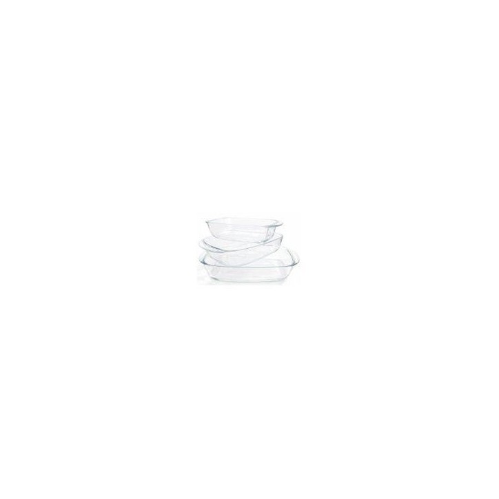 Service de plats pour four - DURALEX - Ovenchef Transparent - 3 plats rectangulaires - Verre résistant a la chaleur