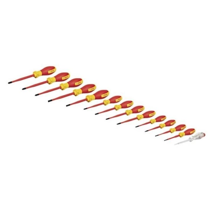 Bosch Professional Set de tournevis mixtes VDE (avec testeur de phase unipolaire – 14 pieces, dans une L-BOXX) Bosch Professional Set de tournevis mixtes VDE (avec testeur de phase unipolaire – 14 pieces, dans une L-BOXX)