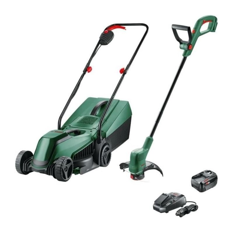 Bosch Pack 18V Tondeuse EasyMower + coupe-bordures EasyGrassCut + x1 B Bosch Pack 18V Tondeuse EasyMower + coupe-bordures EasyGrassCut + x1 B