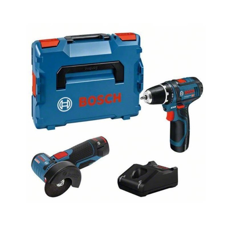 Pack 2 outils BOSCH Perceuse-visseuse GSR 12V-15 + Meuleuse angulaires Pack 2 outils BOSCH Perceuse-visseuse GSR 12V-15 + Meuleuse angulaires
