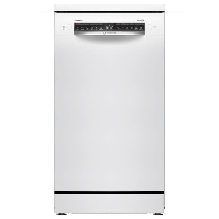 Lave-vaisselle pose libre BOSCH SPS4EMW24E SER4 - 10 couverts - Induction - L45cm - 44 dB - Classe C - tiroir a couverts - Blanc Lave-vaisselle pose libre BOSCH SPS4EMW24E SER4 - 10 couverts - Induction - L45cm - 44 dB - Classe C - tiroir a couverts - Blanc