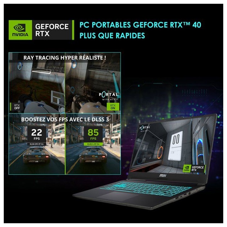 PC Portable Gamer - MSI Cyborg15 - Sans Windows - 15,6 FHD144Hz - Raptor Lake i7-13620H - RTX3050 - RAM 16Go DDR5 - SSD 512Go