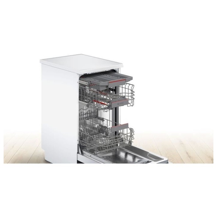 Lave-vaisselle pose libre BOSCH SPS4EMW24E SER4 - 10 couverts - Induction - L45cm - 44 dB - Classe C - tiroir a couverts - Blanc Lave-vaisselle pose libre BOSCH SPS4EMW24E SER4 - 10 couverts - Induction - L45cm - 44 dB - Classe C - tiroir a couverts - Blanc