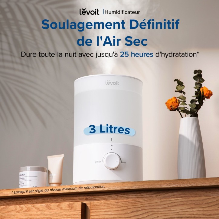 Humidificateur d'air - Levoit - Dual 150 Ultrasonic - Réservoir 3 L - Autonomie jusqu'a 25 h - Surface couverte jusqu'a 27 m² Humidificateur d'air - Levoit - Dual 150 Ultrasonic - Réservoir 3 L - Autonomie jusqu'a 25 h - Surface couverte jusqu'a 27 m²
