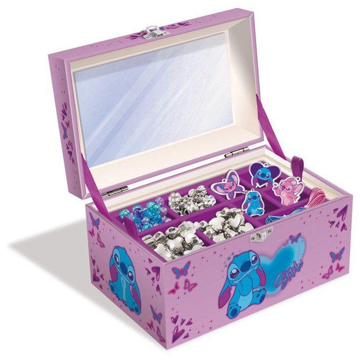 Coffret bijoux et charms de l'amitié - LISCIANI - Stitch - Création de bijoux - Boîte a bijoux - Perles incluses