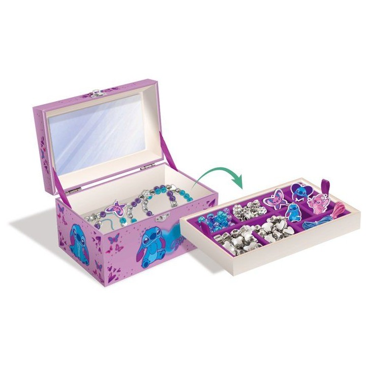 Coffret bijoux et charms de l'amitié - LISCIANI - Stitch - Création de bijoux - Boîte a bijoux - Perles incluses