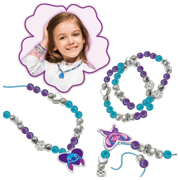 Coffret bijoux et charms de l'amitié - LISCIANI - Stitch - Création de bijoux - Boîte a bijoux - Perles incluses