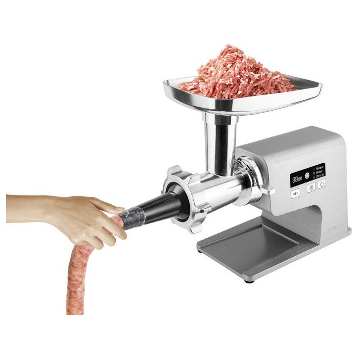 Hachoir a viande électrique CATLER MG 800 - Saucisses maison - Kubbe - Écran LCD - 3 disques de hachage - Inox Hachoir a viande électrique CATLER MG 800 - Saucisses maison - Kubbe - Écran LCD - 3 disques de hachage - Inox