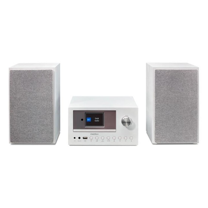Mini Chaîne HiFi - MEDION - Radio Internet DAB/FM - Lecteur CD - 2x15W RMS - Blanc