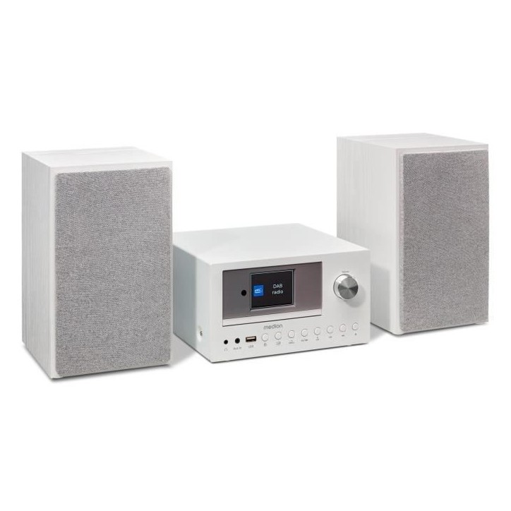 Mini Chaîne HiFi - MEDION - Radio Internet DAB/FM - Lecteur CD - 2x15W RMS - Blanc