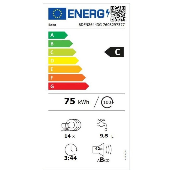 Lave-vaisselle pose libre BEKO BDFN26443G - 14 couverts - Induction - L60cm - 42 dB - Classe C - Gris Lave-vaisselle pose libre BEKO BDFN26443G - 14 couverts - Induction - L60cm - 42 dB - Classe C - Gris