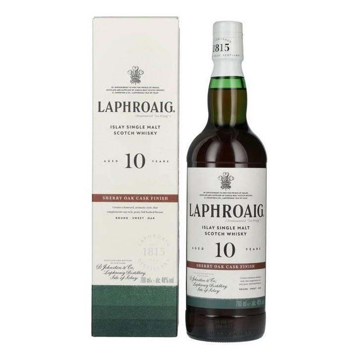 Laphroaig - 10 ans - Sherry Oak Cask Finish - Islay Single Malt Scotch Whisky avec Etui - 48,0% Vol. - 70cl Laphroaig - 10 ans - Sherry Oak Cask Finish - Islay Single Malt Scotch Whisky avec Etui - 48,0% Vol. - 70cl