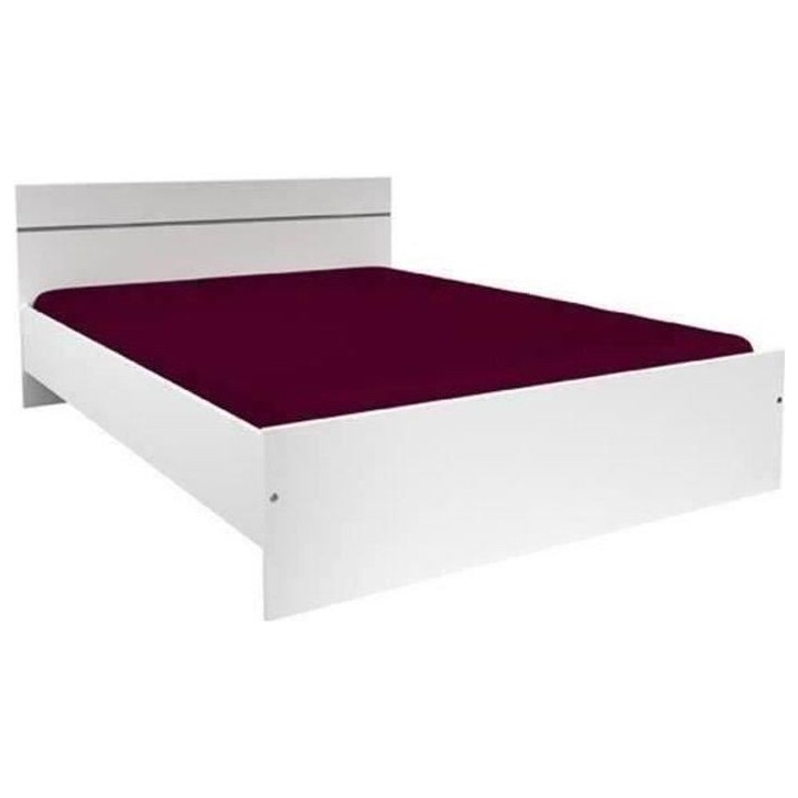 BOSTON Lit adulte contemporain - Décor blanc - l 140 x L 190 cm