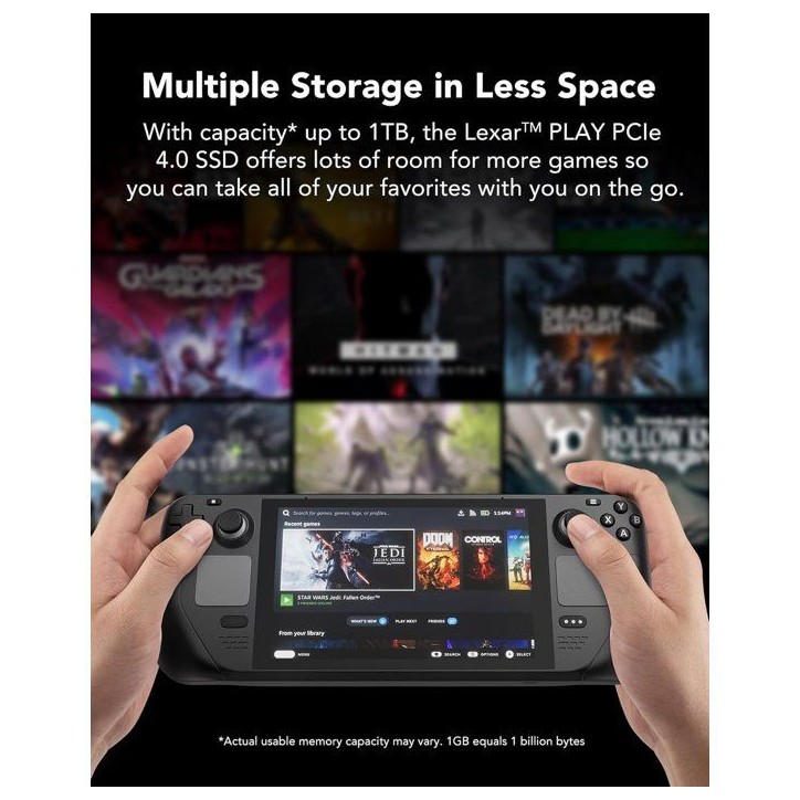 LEXAR - PLAY - Disque dur SSD - 1 To - M.2 2230 PCIe Gen 4x4 LEXAR - PLAY - Disque dur SSD - 1 To - M.2 2230 PCIe Gen 4x4