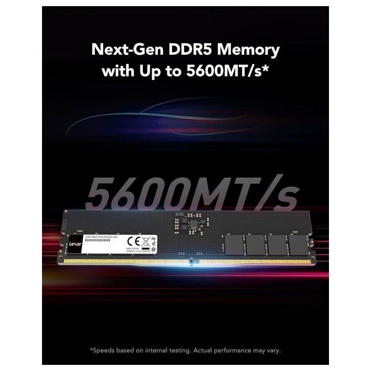 Barrette Mémoire - LEXAR - DDR5 8 Go - 262 PIN U-DIMM - 5600 Mbps CL46 - 1.1 V - Blister