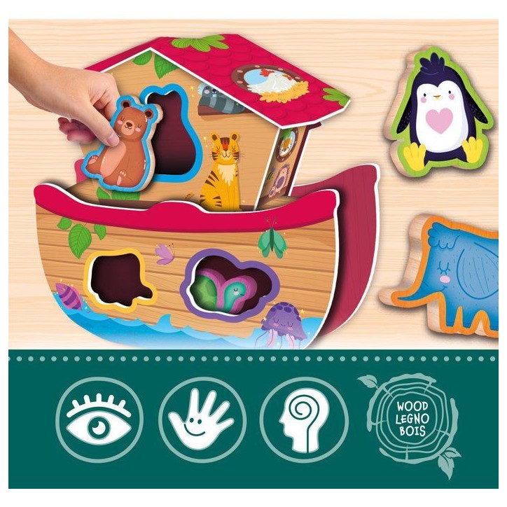 Jouer Apprendre Bois Les Animaux Rigolos - Jeu éducatif en bois - LISCIANI - Associations et encastrements