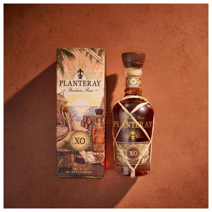 PLANTERAY RUM - XO 20th Anniversary - Rhum avec étui 40% Alcool - Origine : Barbade - Notes de Vanille & Cacao - 70 cl