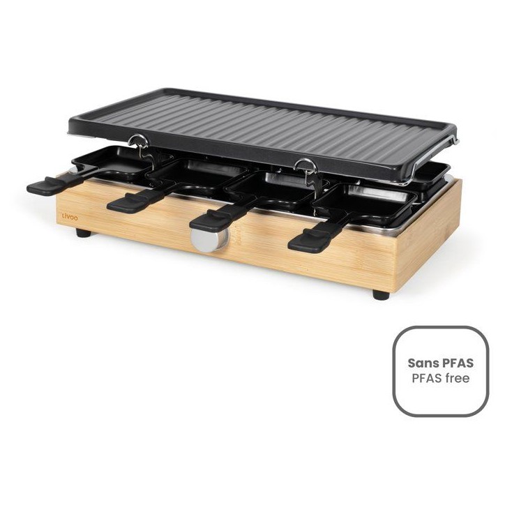 Appareil a raclette - LIVOO - DOC336 - 8 personnes - grill - bambou Appareil a raclette - LIVOO - DOC336 - 8 personnes - grill - bambou