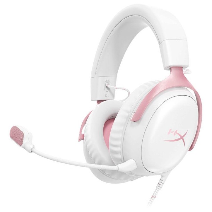Casque Gamer Filaire HyperX Cloud III blanc & rose pour PC PS5 PS4 Xbox Series X|S Xbox One Switch, Mac et appareils mobiles Casque Gamer Filaire HyperX Cloud III blanc & rose pour PC PS5 PS4 Xbox Series X|S Xbox One Switch, Mac et appareils mobiles