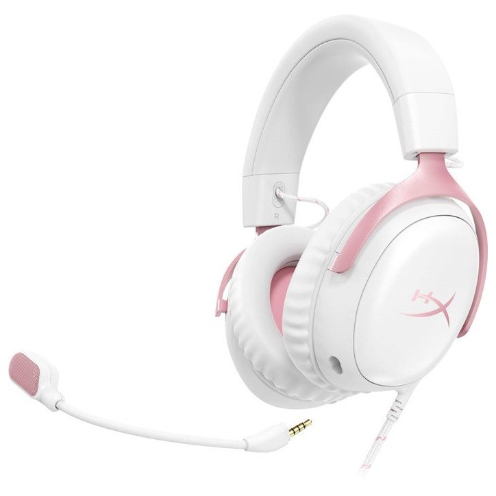 Casque Gamer Filaire HyperX Cloud III blanc & rose pour PC PS5 PS4 Xbox Series X|S Xbox One Switch, Mac et appareils mobiles Casque Gamer Filaire HyperX Cloud III blanc & rose pour PC PS5 PS4 Xbox Series X|S Xbox One Switch, Mac et appareils mobiles