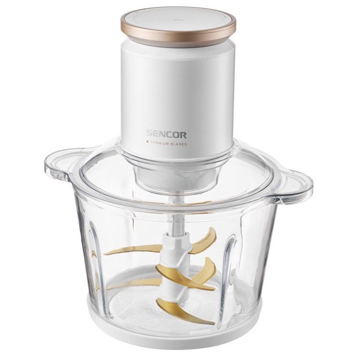 Hachoir électrique Sencor SCB 7000WH - Vitesse réglable en continu - 6 lames titane - Bol verre 3 L - 800 W - Blanc