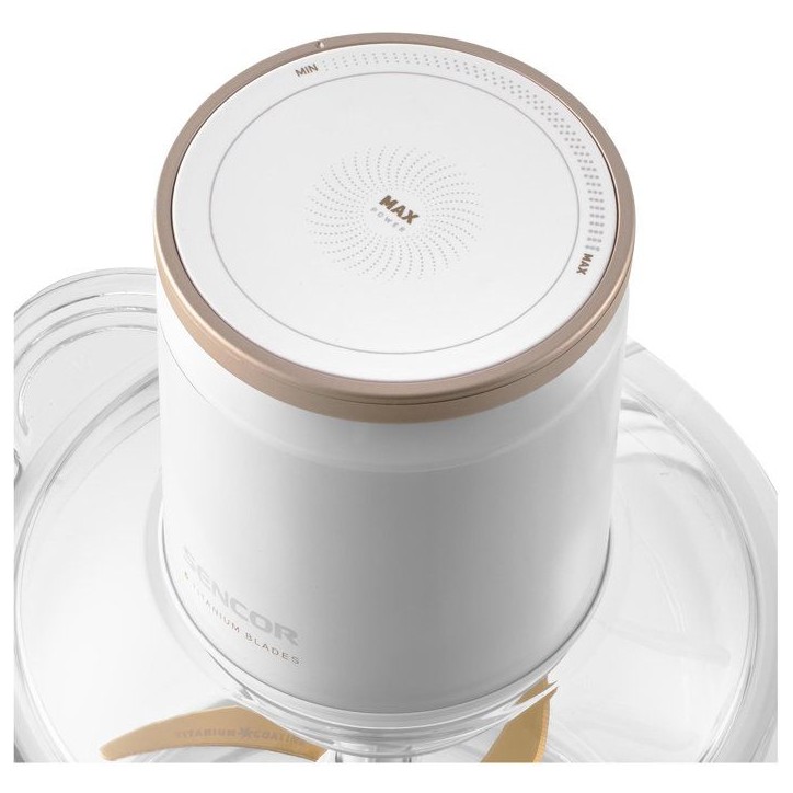 Hachoir électrique Sencor SCB 7000WH - Vitesse réglable en continu - 6 lames titane - Bol verre 3 L - 800 W - Blanc