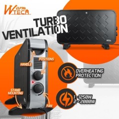 Convecteur mobile avec soufflerie - 2000 W - WARMTECH - WTTC2000TV-BL2