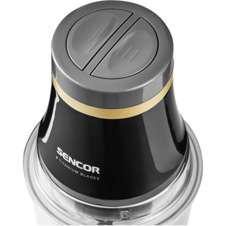 Hachoir électrique Sencor SCB 4000BK - Hacher et fouetter - 4 lames titane doré - Bol 1 L - Anti-éclaboussures - Noir