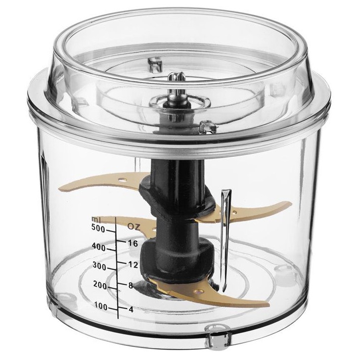 Hachoir électrique Sencor SCB 4000BK - Hacher et fouetter - 4 lames titane doré - Bol 1 L - Anti-éclaboussures - Noir