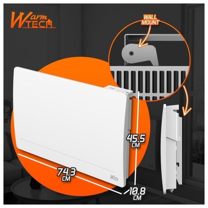 Radiateur fixe a inertie fonte - 1500 W - WARMTECH - WTFURIUS15 - Horizontal - Blanc Radiateur fixe a inertie fonte - 1500 W - WARMTECH - WTFURIUS15 - Horizontal - Blanc
