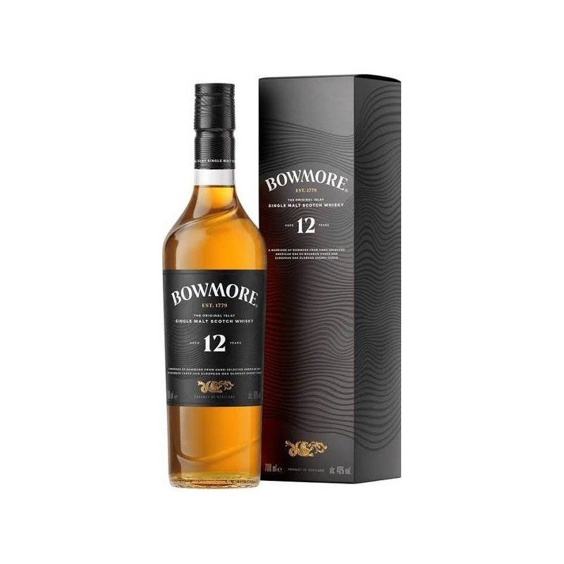 Bowmore - 12 ans - Islay Single Malt Scotch Whisky - Tourbé avec étu