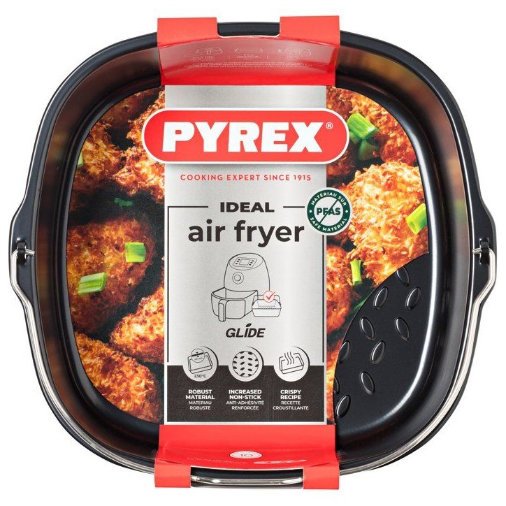 Plat carré avec anse - PYREX - Glide 22x21 cm - anti-adhésif - air fryer - sans PFAS