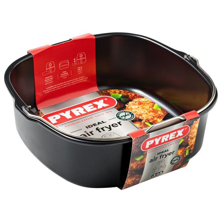 Plat carré avec anse - PYREX - Glide 22x21 cm - anti-adhésif - air fryer - sans PFAS