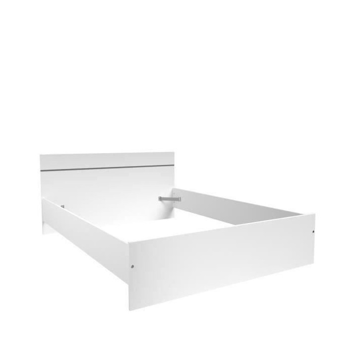 BOSTON Lit adulte contemporain - Décor blanc - l 140 x L 190 cm