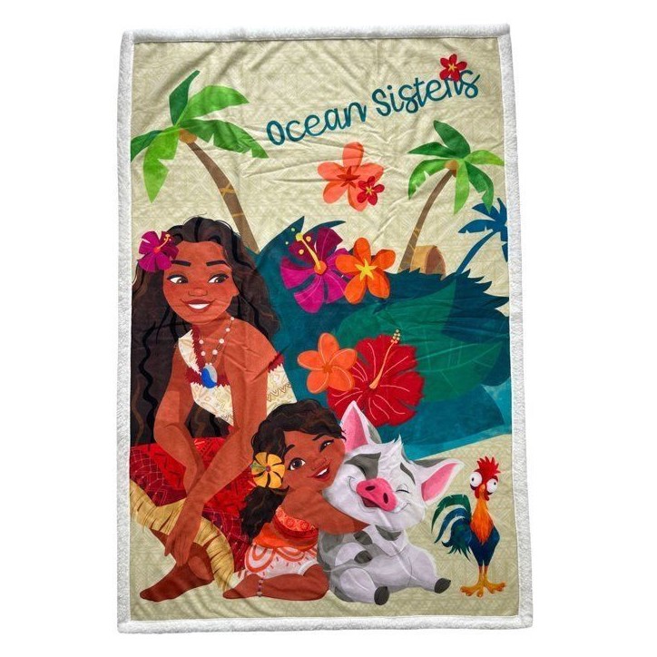 Plaid Sherpa - DISNEY VAIANA - Soeurs de l'océan - 100 x 150 cm