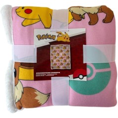 Plaid Sherpa - POKEMON - Pikachu Evoli Rotary - 100 x 150 cm
