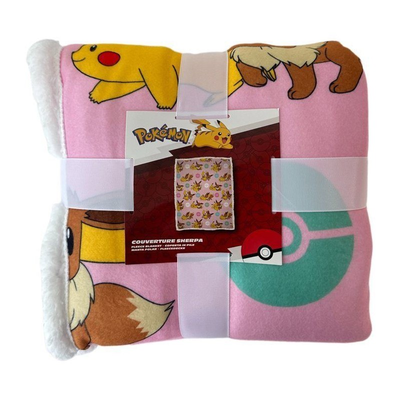 Plaid Sherpa - POKEMON - Pikachu Evoli Rotary - 100 x 150 cm