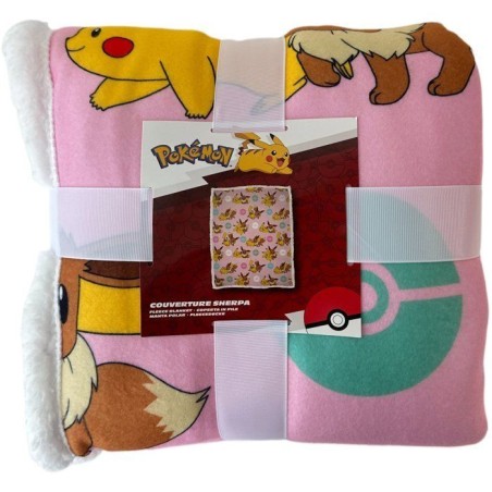 Plaid Sherpa - POKEMON - Pikachu Evoli Rotary - 100 x 150 cm