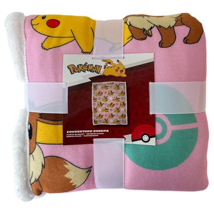 Plaid Sherpa - POKEMON - Pikachu Evoli Rotary - 100 x 150 cm