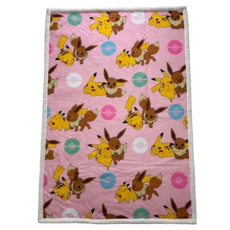 Plaid Sherpa - POKEMON - Pikachu Evoli Rotary - 100 x 150 cm