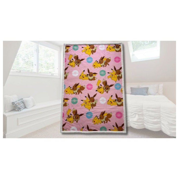Plaid Sherpa - POKEMON - Pikachu Evoli Rotary - 100 x 150 cm