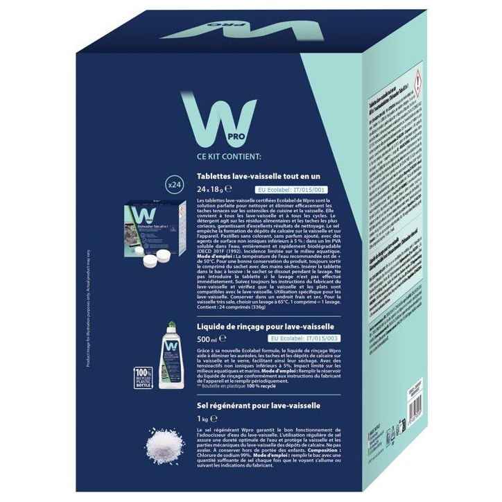 Kit démarrage lave-vaisselle - WPRO - KDW025 - Solution complete - 3 produits - Performance