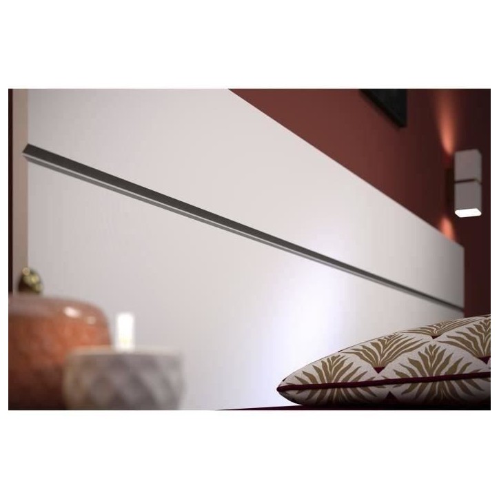 BOSTON Lit adulte contemporain - Décor blanc - l 140 x L 190 cm