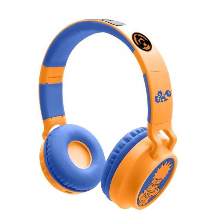 Casque pliable lumineux Bluetooth 5.3 Naruto 3D – Micro, filaire (jack), SD, volume limité 85 dB – Bleu (enfant)