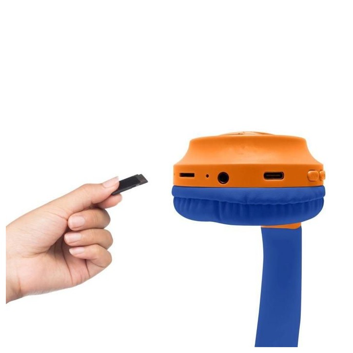 Casque pliable lumineux Bluetooth 5.3 Naruto 3D – Micro, filaire (jack), SD, volume limité 85 dB – Bleu (enfant)