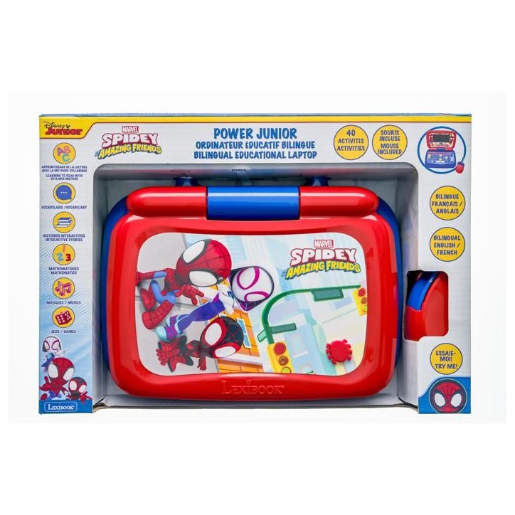 Ordinateur portable éducatif - Spidey parlant bilingue - Bilingue FR/EN - 40 activités - Écran 5,7x11,3 cm